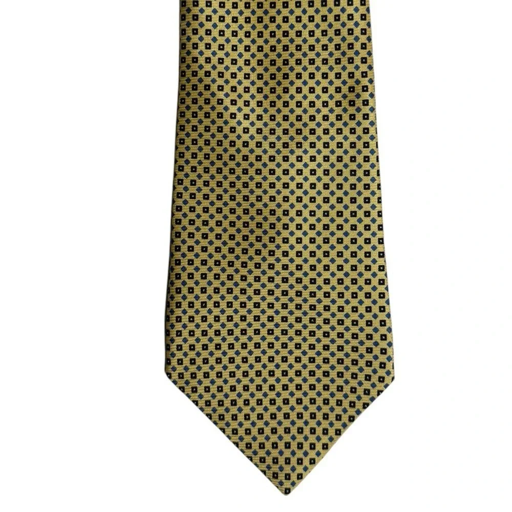Tommy Hilfiger Mens Silk‎ Tie Quiet Luxury Old Money Formal Blue Gold Preppy